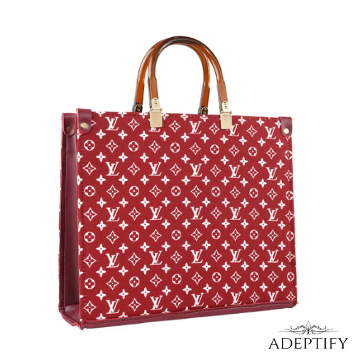 Luxury Monogram Red Tote Bag with Tortoiseshell Handles